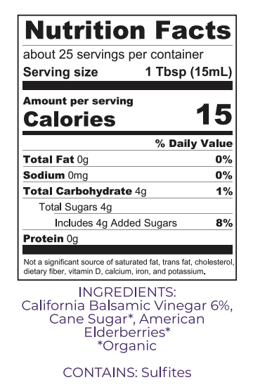 Carmel Berry Elderberry Balsamic Vinegar Nutrition Facts