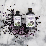 Carmel Berry Elderberry Syrup 4oz and 8oz bottles