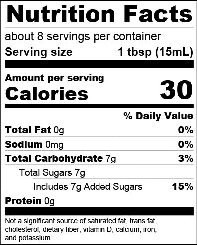 Carmel Berry Elderflower Syrup Nutrition Facts