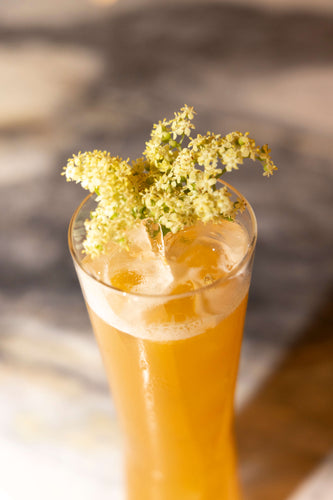 elderflower and apricot mocktail