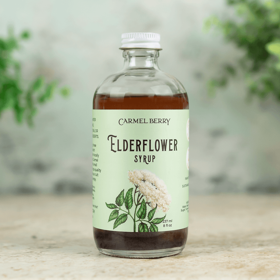 Carmel Berry Elderflower Syrup 8oz bottle